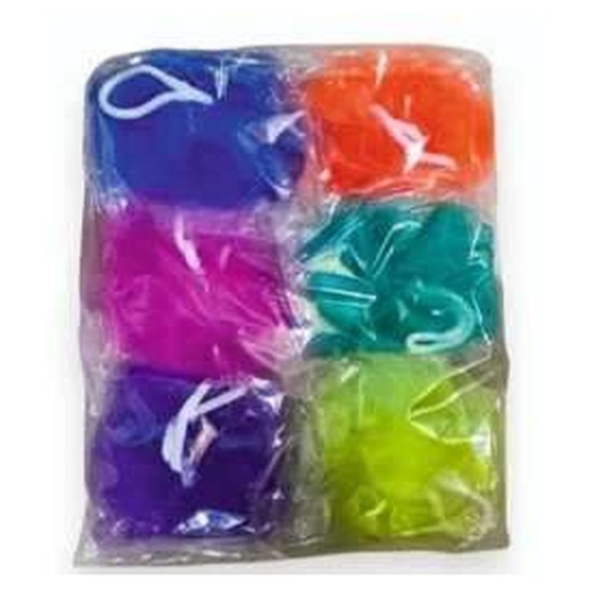 Colourful bath loofahs
